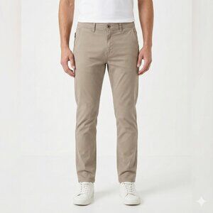 Zara Men's Skinny Fit Screthable Soft Khaki Chinos Pants